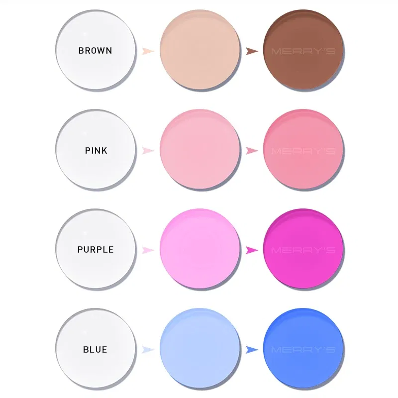Lenses Color: Blue, Lens Index: 1.56 - MERRYS Photochromic Gray Green Brown Pink Purple Blue Series 1.56 1.61 1.67 Prescription Glasses Lenses For Myopia Hyperopia