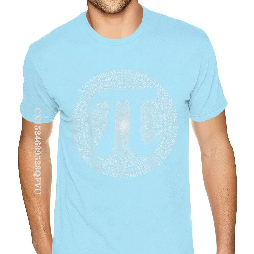 Color: SKY BLUE, Size: S - Classic Pi T Shirt 3,14 Pi Number Symbol Math Science Gift Tee Shirts For Men Make Your Own Soft Cotton HipHop Print Tee