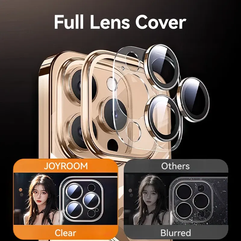 Color: Beige, Material: PE - Joyroom Case For iPhone 16 15 14 13 Pro Max Transparent Cover For iPhone 16 Pro Max Soft TPU Anti-drop Case With Len Protection