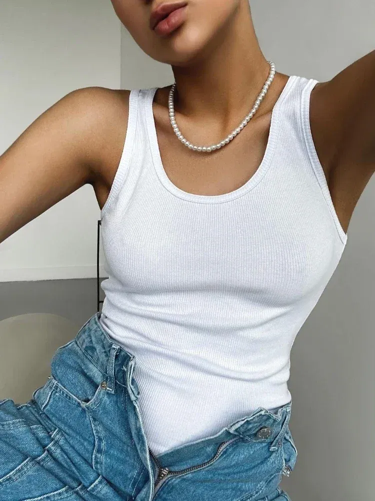 Color: Chocolate, Size: L - Women's Tees Sleeveless 100% Cotton Tops Summer O Neck Tanks & Camis Vest Slim Solid Sexy Crop Tops for Women Fashion
