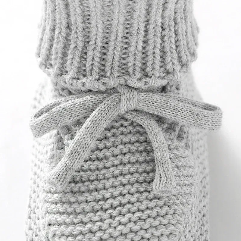 Color: black, Baby Age: 19-24 Months - Infant Baby Shoes Knit Cotton Boys Girl Boots Fashion Tie Solid Newborn Walk Bed Footwear Toddler Kid Clothing Accessories 0-18M