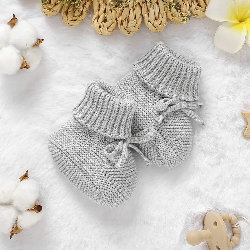 Color: black, Baby Age: 19-24 Months - Infant Baby Shoes Knit Cotton Boys Girl Boots Fashion Tie Solid Newborn Walk Bed Footwear Toddler Kid Clothing Accessories 0-18M