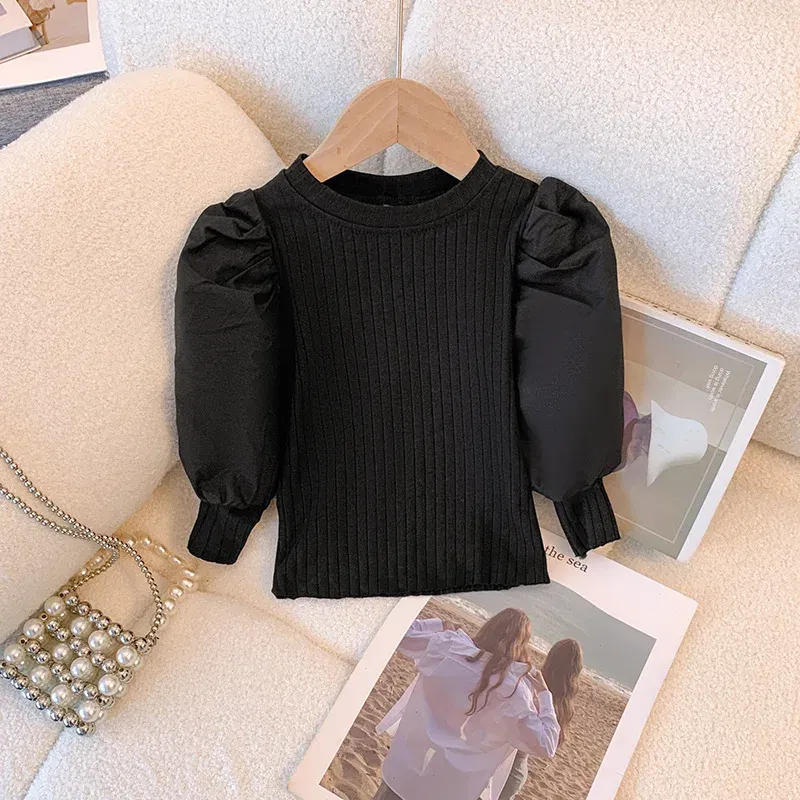 Color: black, Kid Size: 4T - Girls White Long Sleeve T-shirt  Shirt Princess Shirt for Tddler Girl Sweet Pullover Casual Shirt Children Tops Pullover