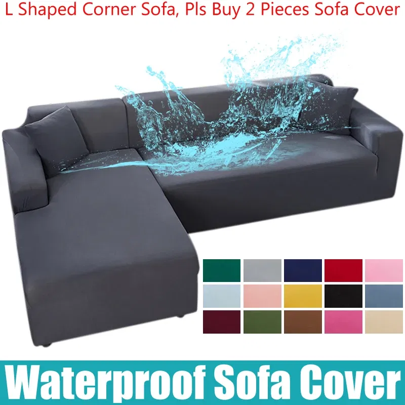 Color: CORAL, Specification: 70*70cm - Waterproof Sofa Cover 1/2/3/4 Seater Sofa Cover for Living Room Elastic L Shaped Corner Sofa Cover Couch Cover for Sofa