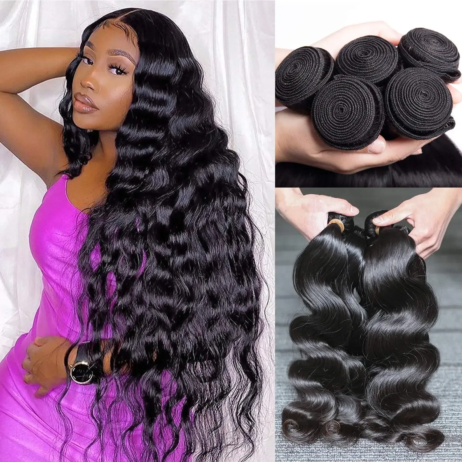 Color: Natural Color, Material Grade: Remy Hair, Longest Hair Proportion: 25%-30%, Ships From: CHINA, Stretched Length: 14 14 16 - Body Wave Bundles Human Hair Brazilian Virgin Hair Loose Body Wave Extensions Unprocessed Human Hair Wavy Bundles Natural Bl