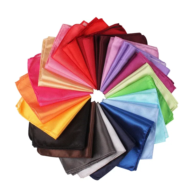 Color: Fuchsia - Fashion Suits Pocket Square For Men Business Chest Towel Hanky Gentlemen Plaid Hankies Classic Suit Napkin Mens Handkerchief