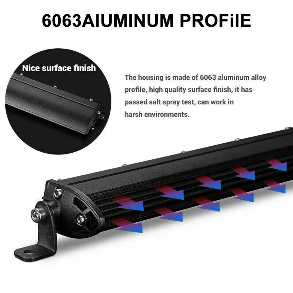 Color: Red - Slim 8" 20" 32" LED Light Bar Off Road 12V 24V LED Light Bar/Work Light For Car Combo 4x4 Led Bar Jeep Truck ATV SUV 12V 24V