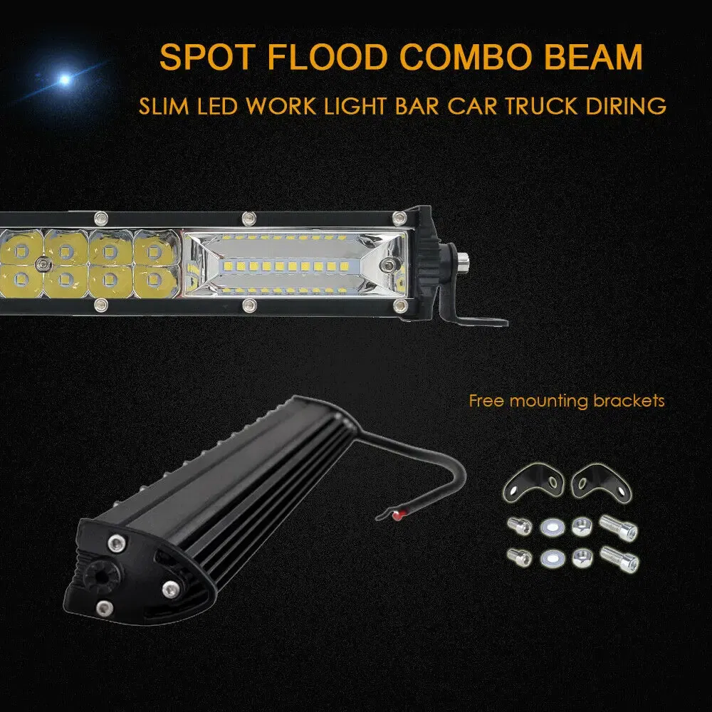 Color: Red - Slim 8" 20" 32" LED Light Bar Off Road 12V 24V LED Light Bar/Work Light For Car Combo 4x4 Led Bar Jeep Truck ATV SUV 12V 24V
