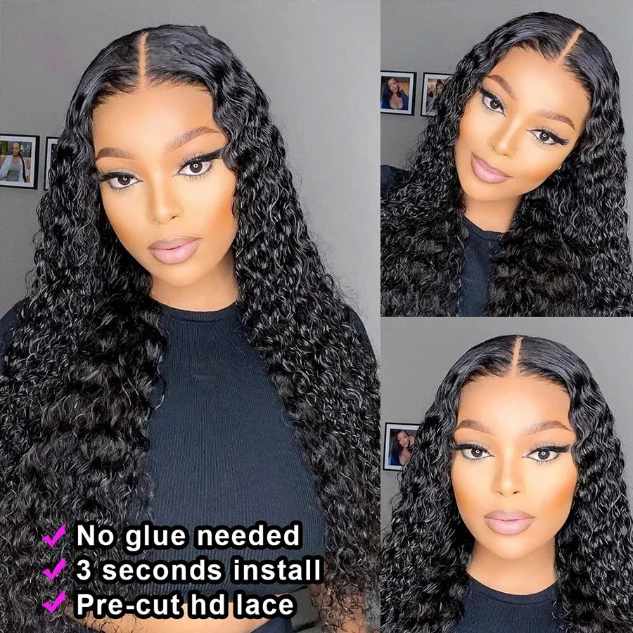 Hair Color: #6, Density: 190%, Ships From: CHINA, Stretched Length: 26inches - Glueless Wig Human Hair Ready To Wear Curly Wigs Human Hair Lace Frontal Wig Glueless Wig 100% Human Hair 5x5 Closure Wig
