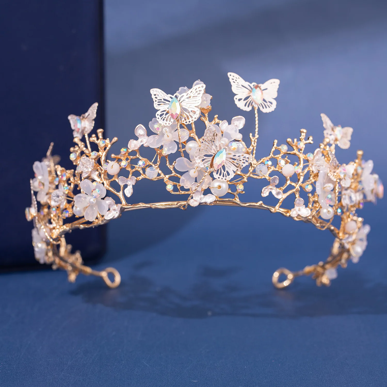 Metal color: ROSE GOLD COLOR - Baroque Silver Color Purple Crystal Butterfly Bridal Tiaras Crowns Headpiece Rhinestone Pageant Diadem Wedding Hair Accessories