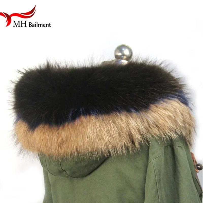 Color: WHITE, Size: XXS - 100% Real Raccoon Fur Scarf Coat Collar Ladies Winter Luxury Authentic Raccoon Warm Neck Shawl Coat Collar Furry Shawl Women