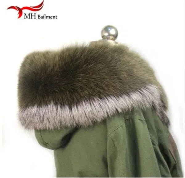 Color: WHITE, Size: XXS - 100% Real Raccoon Fur Scarf Coat Collar Ladies Winter Luxury Authentic Raccoon Warm Neck Shawl Coat Collar Furry Shawl Women