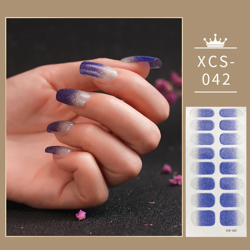 Color: Beige - Rose Red Shiny Twinkle Full Cover Nail Stickers Sticker For Nails Self Adhesive Nail Sticker Fashion Nail Stickers Beauty