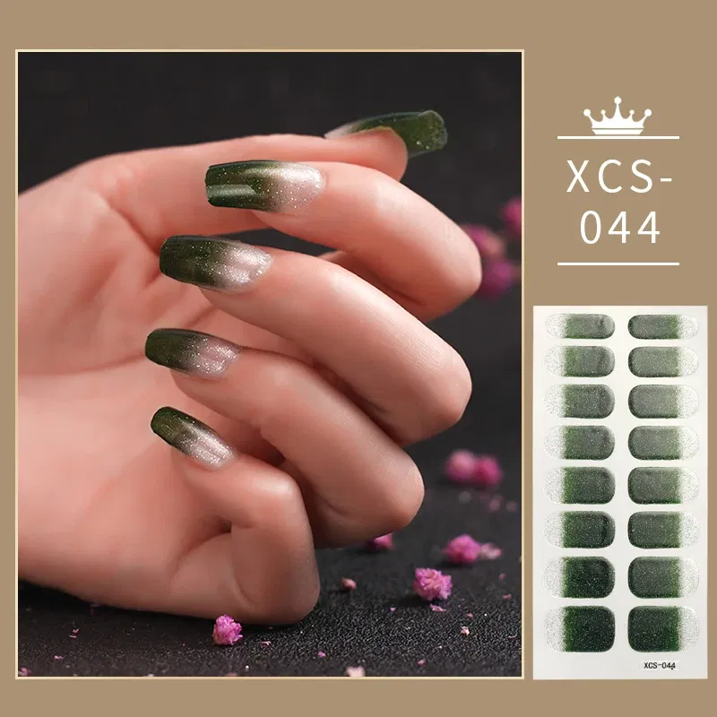 Color: Beige - Rose Red Shiny Twinkle Full Cover Nail Stickers Sticker For Nails Self Adhesive Nail Sticker Fashion Nail Stickers Beauty