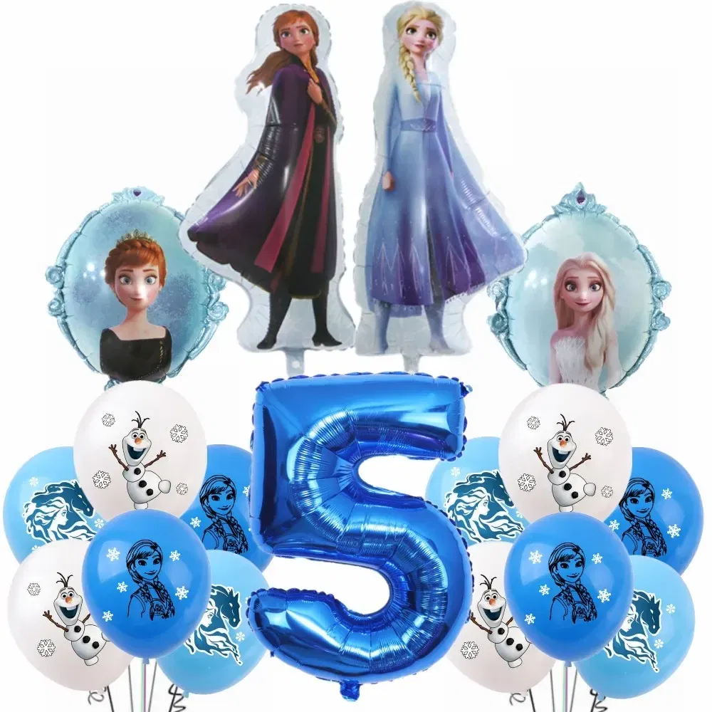 Color: Green, Ships From: CHINA - New Frozen Elsa Anna Party Decorations Snow Queen Theme Tableware Balloon Set Baby Shower Kids Girls Birthday Party Supplies