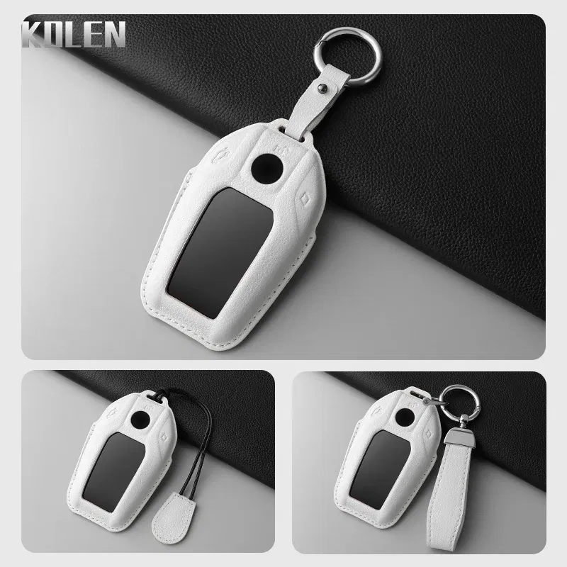 Color Name: PURPLE - Dermis Leather Car LED Display Key Case Cover Shell For BMW 5 7 Series X3 X4 X5 X7 G30 G31 G11 G12 G01 GT G32 i8 Fob Accessories