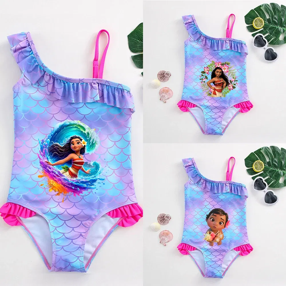 Color: Pink, Kid Size: 18M - Moana Baby Girl Mermaid Fish Scale Print Swimsuit One-Piece Swimwear Toddler Bathing Suit Beach Outfit