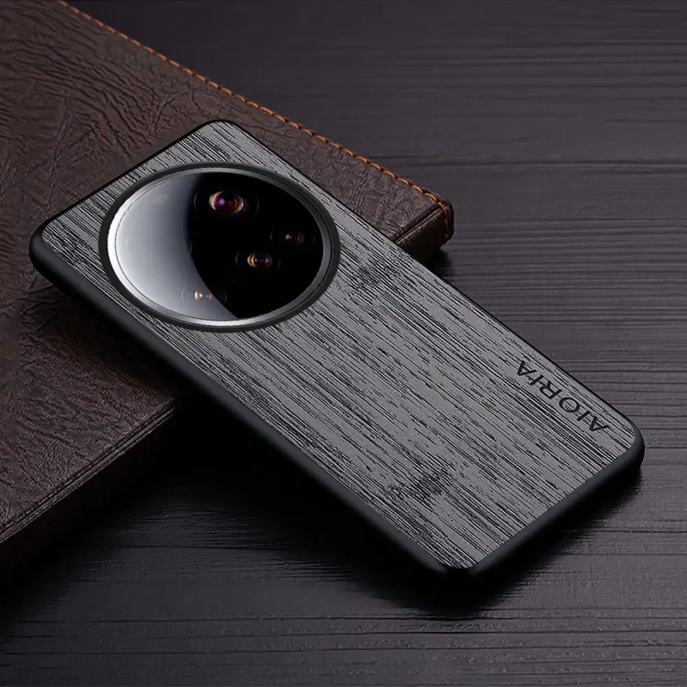 Color: Dark Grey, Compatibility by Model: xiaomi 15 - Case For Xiaomi 15 Ultra Funda Bamboo Wood Pattern Leather Cover Luxury Capa For xiaomi 15 Ultra case Coque
