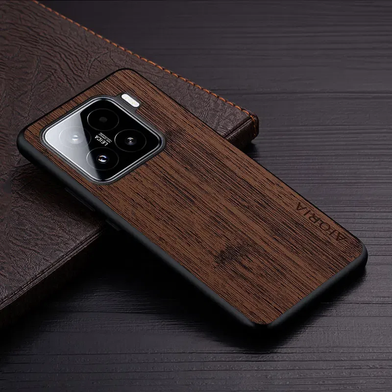 Color: Dark Grey, Compatibility by Model: xiaomi 15 - Case For Xiaomi 15 Ultra Funda Bamboo Wood Pattern Leather Cover Luxury Capa For xiaomi 15 Ultra case Coque