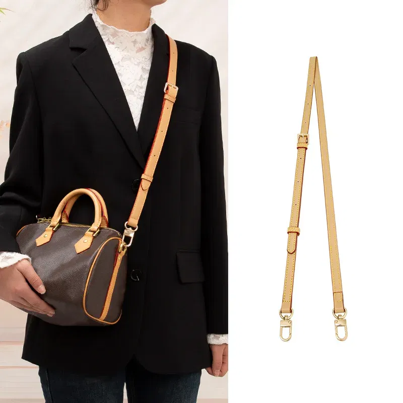Color: Bronze, Size: 3/8" - Replacement PU Leather Bag Straps for LV Speedy 20 25 30 Shoulder Straps Ajustable Crossbody Long Bags Belt Accessories