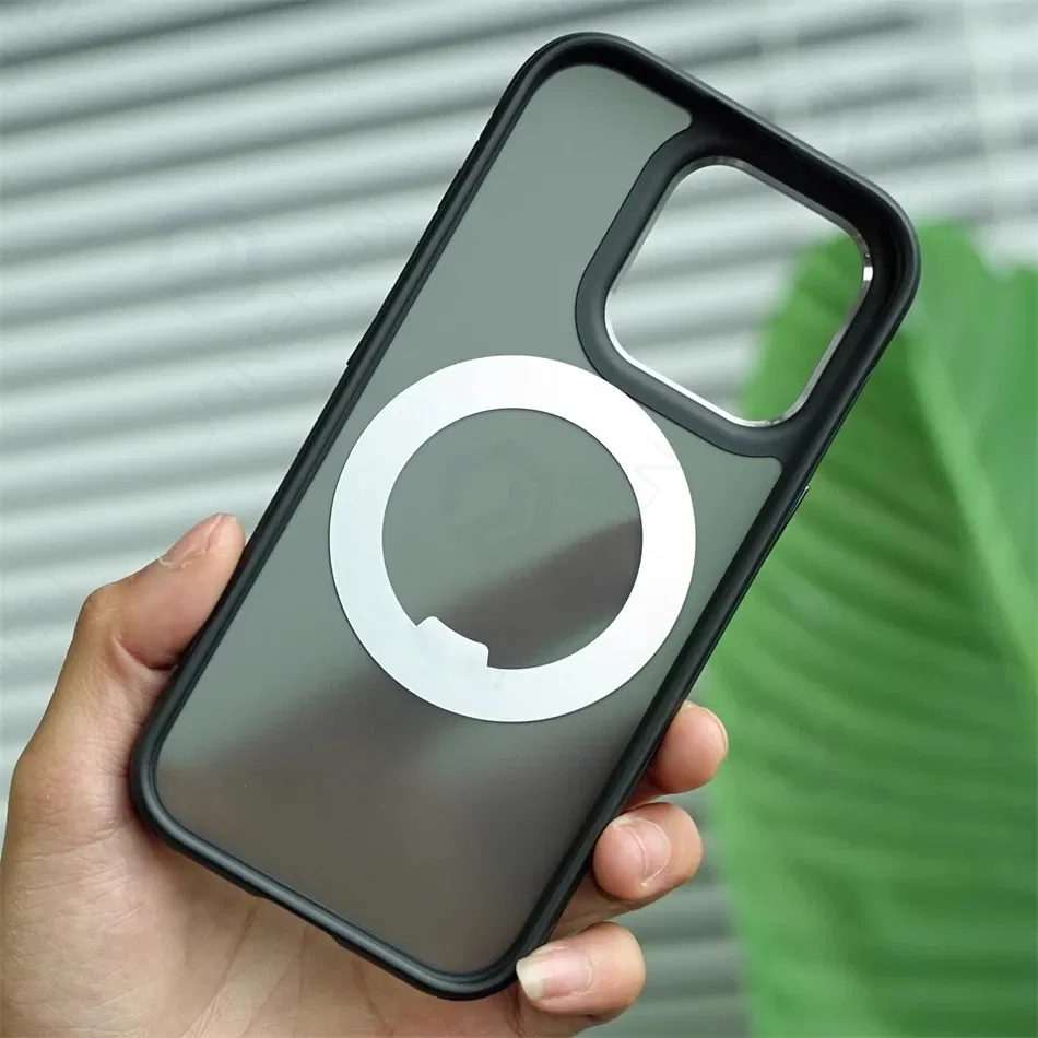 Color: black, Material: PC - 360?° Rotation Ring Stand Magnetic Case For iPhone 13 14 15 16 17 Pro Max 16E Matte Military Shockproof Armor Cover For Magsafe