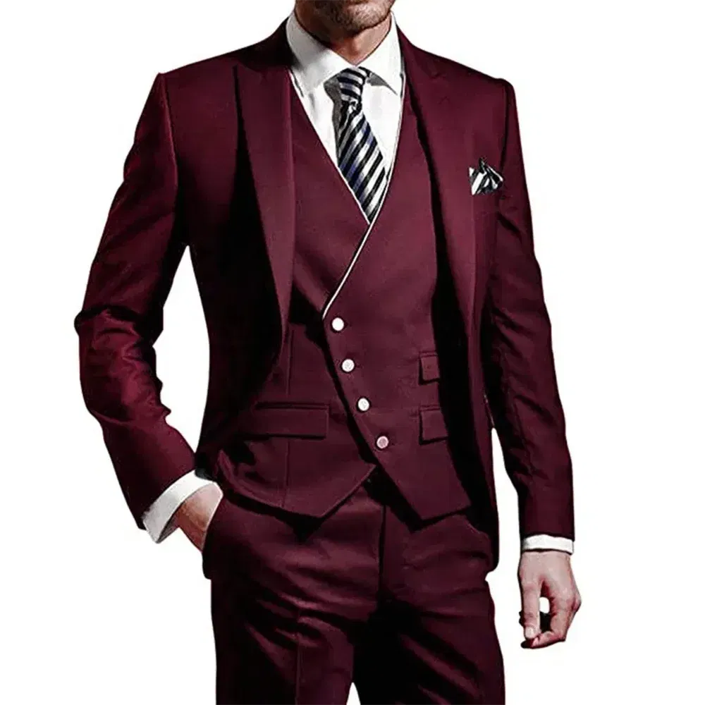 Color: SKY BLUE, Size: 5XL, Ships From: CHINA - White Men Wedding Suits Groom Wear Peak Lapel Wedding Groom Tuxedos Business Party Suit 3 Pieces (Jacket+Vest+Pant?‰Costume Homme