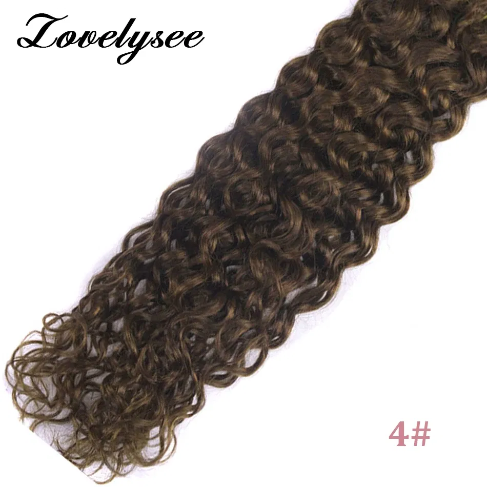 Color: #4, Length: 16 inches, Items per Package: 20 pcs - Water Wave Tape in Human Hair Extensions 2g/pcs Dark Brown Real Human Hair Adhesive Invisible Keratin Hair Extensions for Women