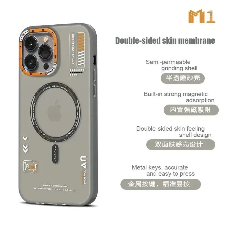 Color: Brown, Material: PVC - Matte Magnetic Phone Case For iPhone 12 13 14 15 16 Pro Max Megsafe Wireless Charge Frosted Back Metal Lens Frame Buttons Cover