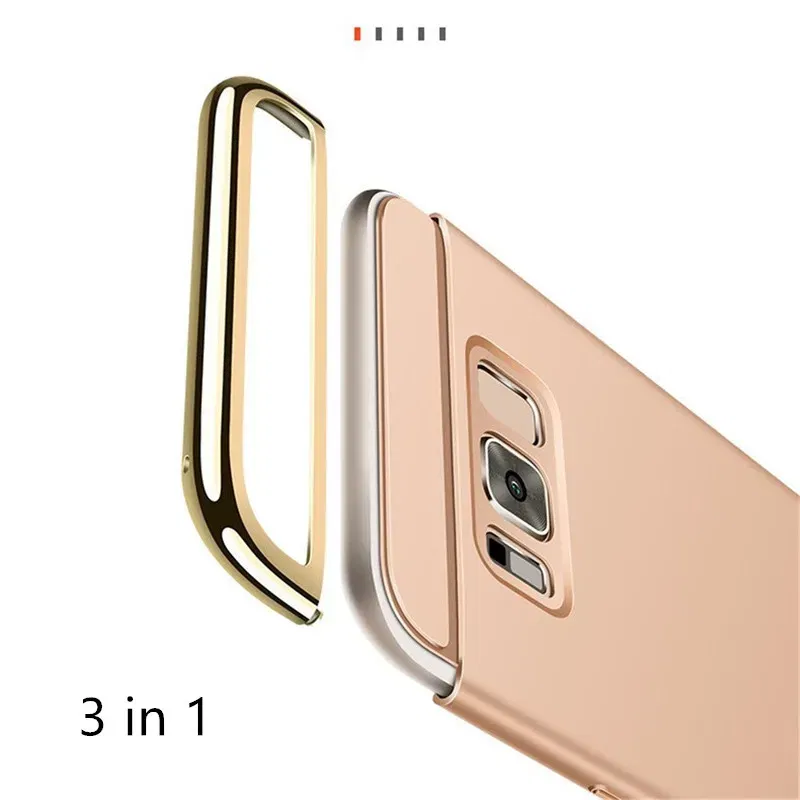 Color: Silver, Material: PU - Luxury 3 in 1 Case for Samsung Galaxy S6 S7 Edge S8 S9 S10 Plus Note 8 9 Hard Cover J3 J5 J7 Pro 2017 J4 J6 J8 2018 A20 A30 A50