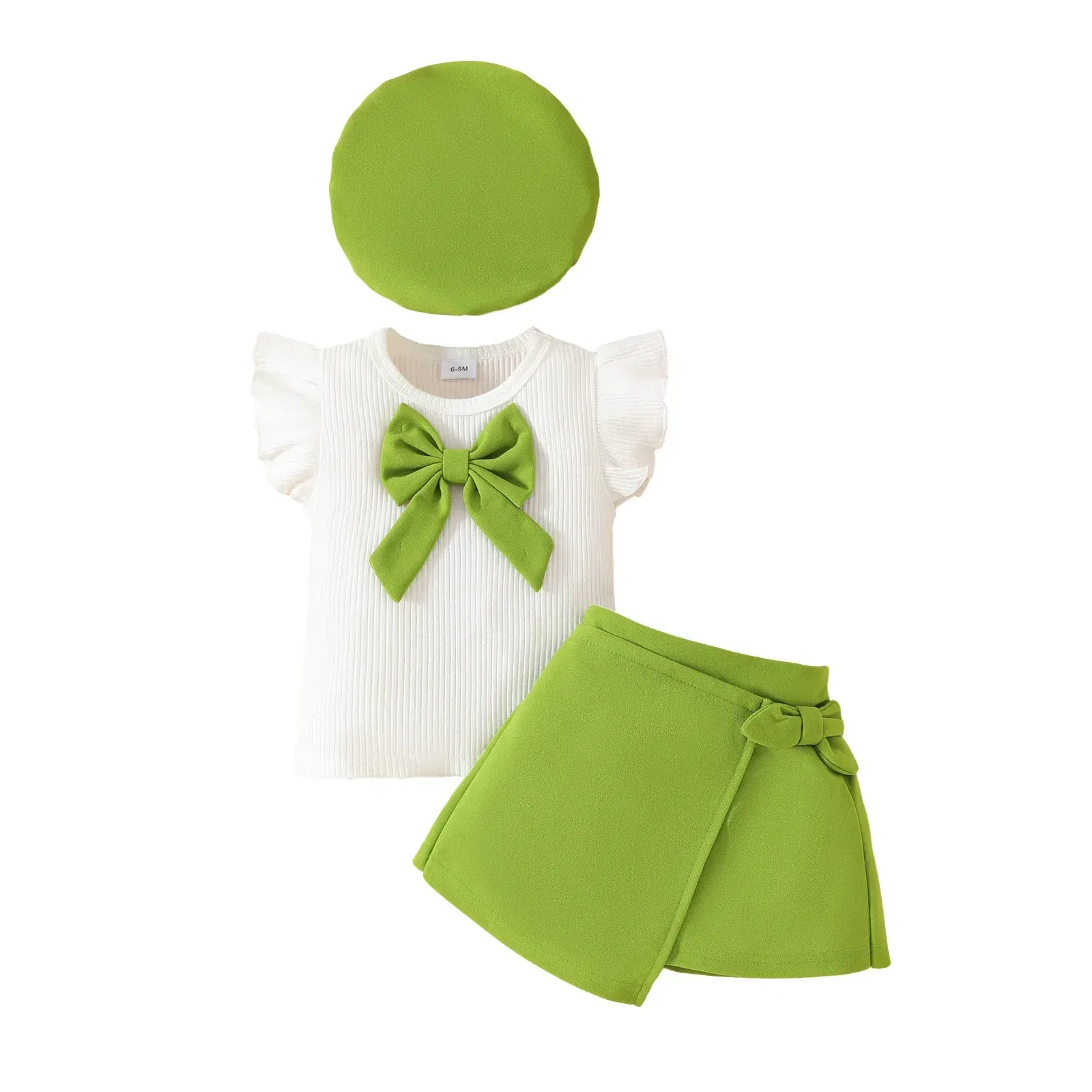 Color: Silver, Kid Size: 18M - Baby Girls Clothes New Year Set 0-3Y Long Sleeve Big Bow Top Irregular Skirt and Beret 3Pcs Toddler Christmas Clothes