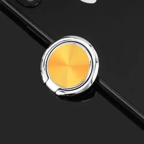 Color: Yellow - CD Pattern Ultra-thin Mobile Phone Ring Buckle Holder 360 Degree New Round Mobile Phone Holder Magnetic Car Ring Buckle