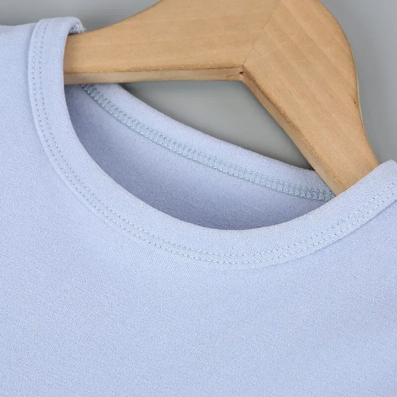 Color: black, Kid Size: 7 - 2-Piece Children's Thermal Underwear Suit boys' Autumn Clothes And Trousers Padded Cotton Sweater Girls' Casual Joker Home Cloth