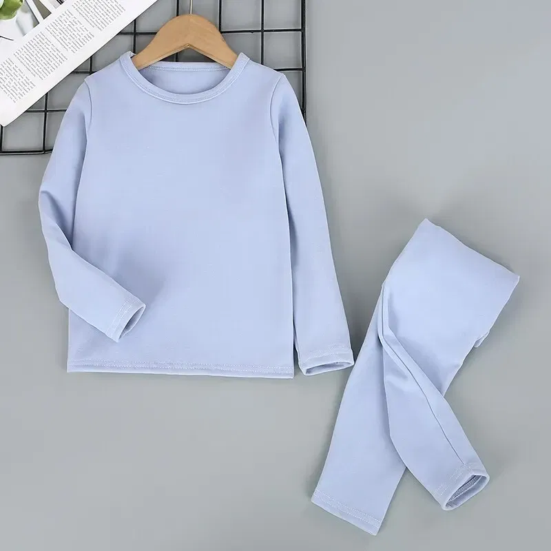 Color: black, Kid Size: 7 - 2-Piece Children's Thermal Underwear Suit boys' Autumn Clothes And Trousers Padded Cotton Sweater Girls' Casual Joker Home Cloth