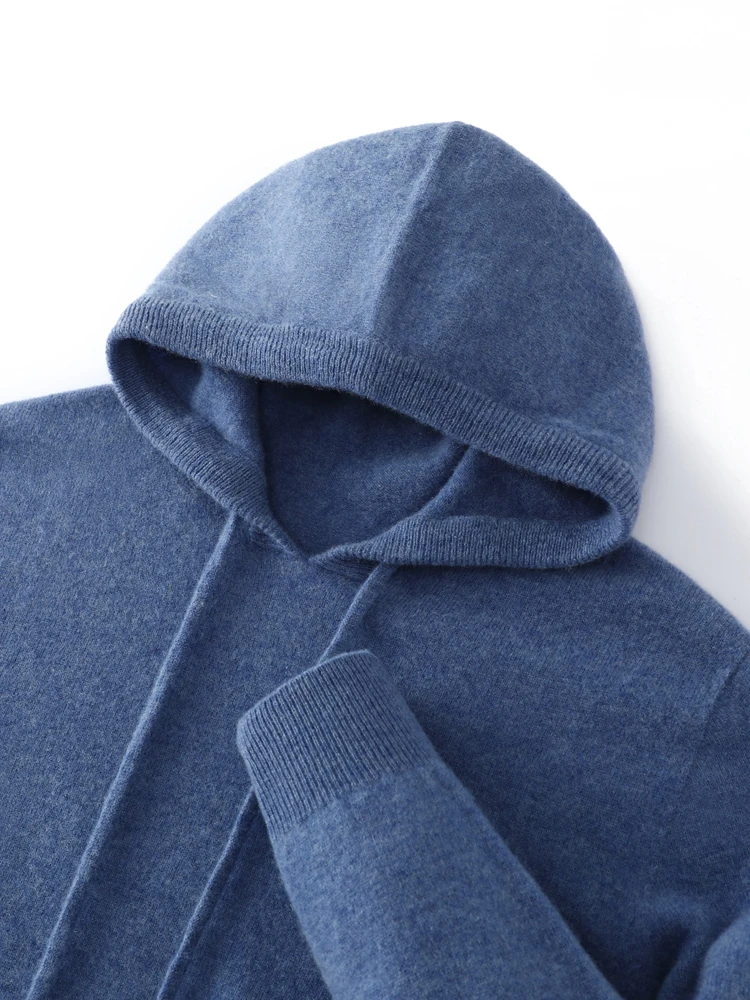 Color: army green, Size: XL - Yoyoselect Men's 100% Cashmere  Luxury Sweater Hoodie Autumn Winter Thick Warm Hooded Pullover Casual Smart Jumpers Knitwear Top