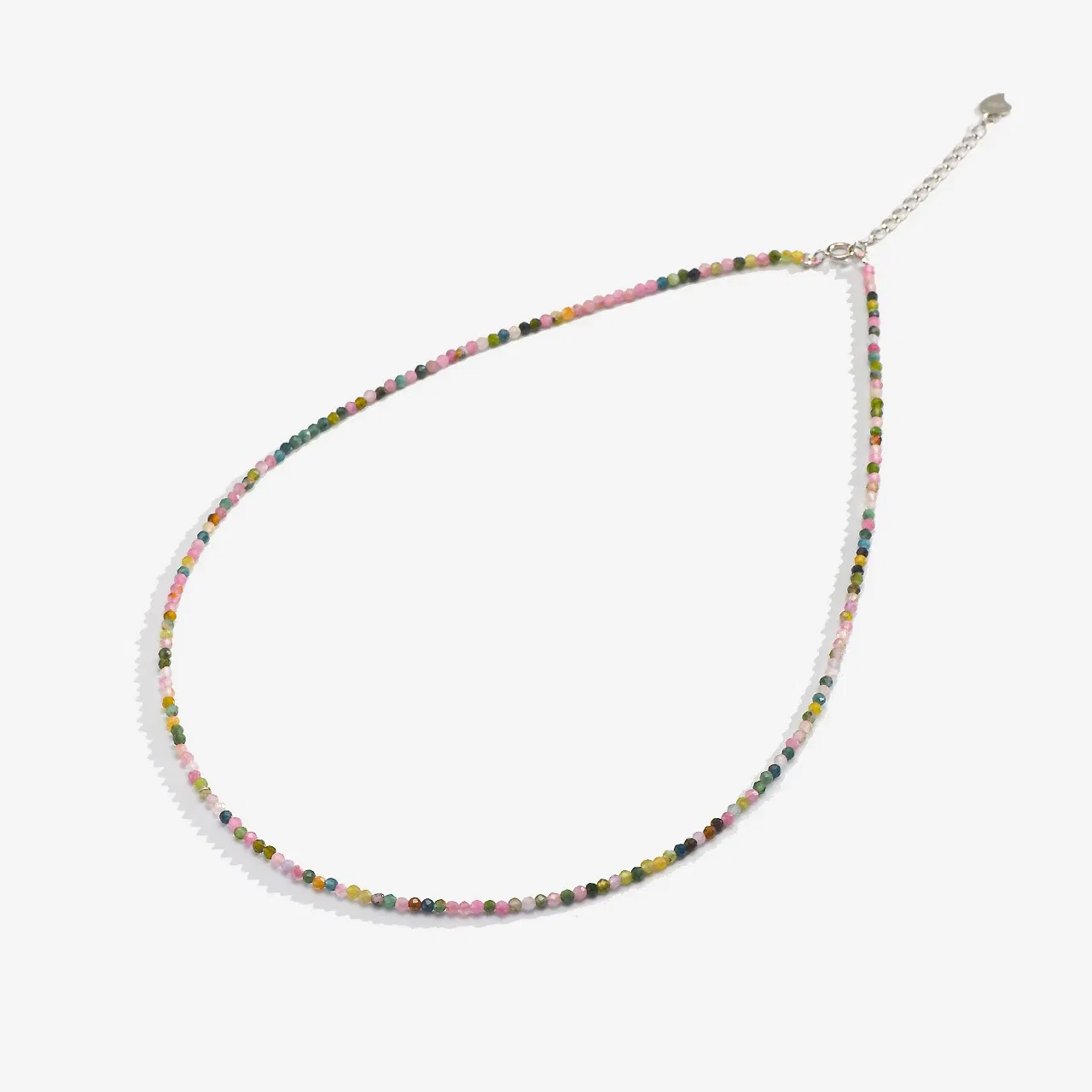 Gem Color: Clear, Length: 40cm - Natural Stone Necklace Spinel/Lapis Lazul/Amazonite/Amethy/Tourmaline/Amethyst Ketting 2MM Silver 925 Jewelry for Collier Femme