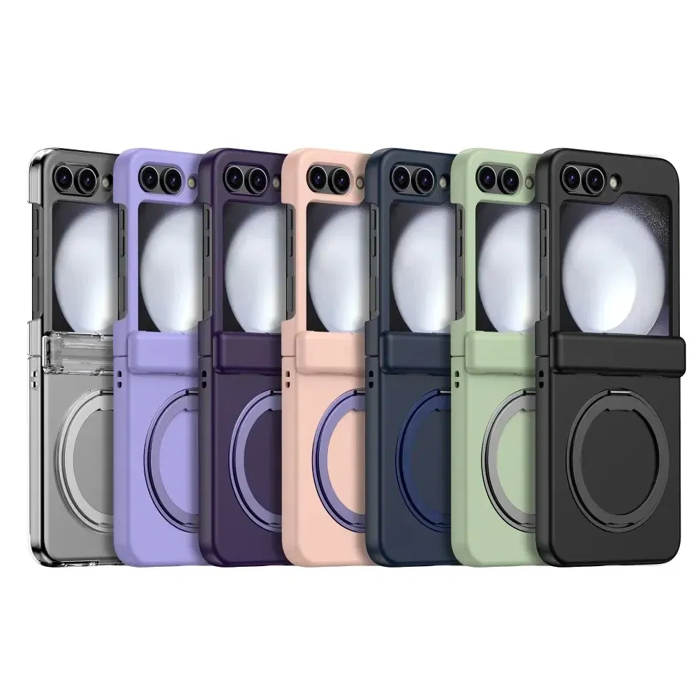 Color: Lavender, Material: aluminum - For Samsung Galaxy Z Flip 3 5 4 6 Magsafe Case Wireless Charging Hinge All-inclusive Flip Shockproof Hard Magnetic Holder Cover