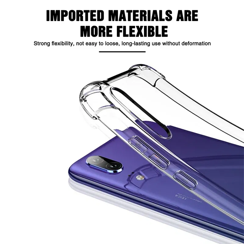 Color: Beige, Material: Cotton - Soft TPU Silicone Shockproof Phone Case For Huawei Honor 8X MAX 9X X10 Play 3 3E 4T Pro Transparent AirBag Anti Knock Back Cover