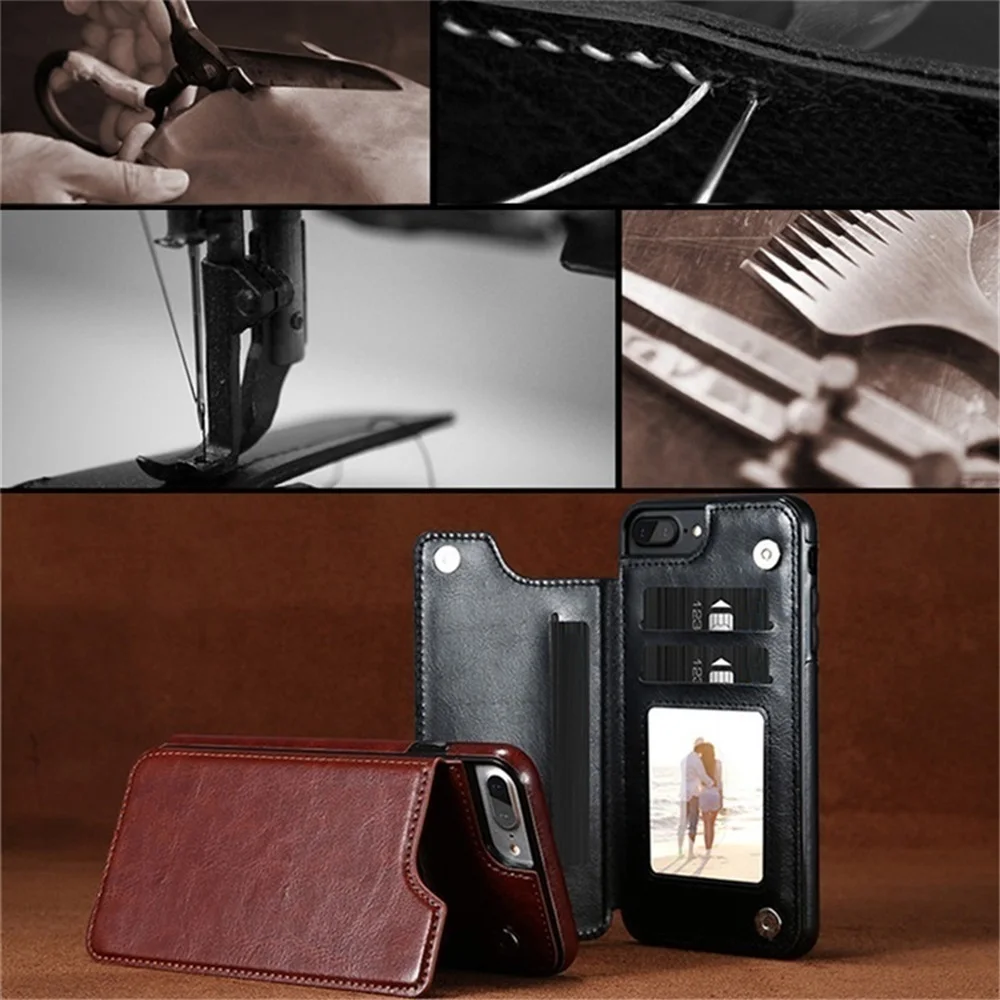 Material: PP, Color: Brown - Leather Wallet Case for iPhone 15 14 13 12 11 Pro Max Mini Wallet Case XR X XS Max 8 7 6S 6 Plus SE 2022 2020 Card Holder Flip