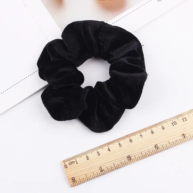 Color: Silver - New Fashion gold velvet Women Pure color wild Large intestine Elastic Hair Sports Dance Scrunchie Girls Hair Accessories