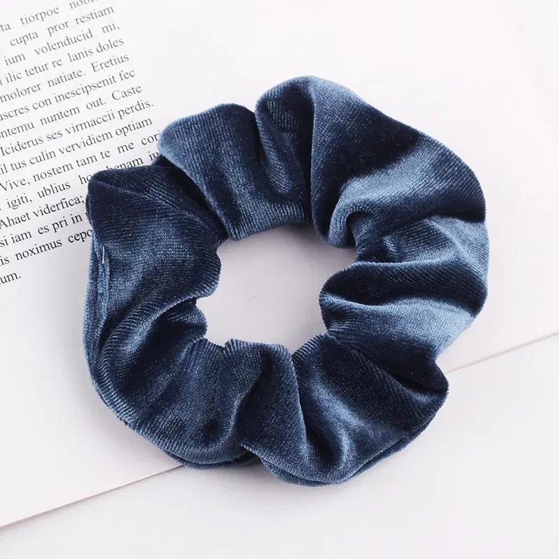 Color: Silver - New Fashion gold velvet Women Pure color wild Large intestine Elastic Hair Sports Dance Scrunchie Girls Hair Accessories