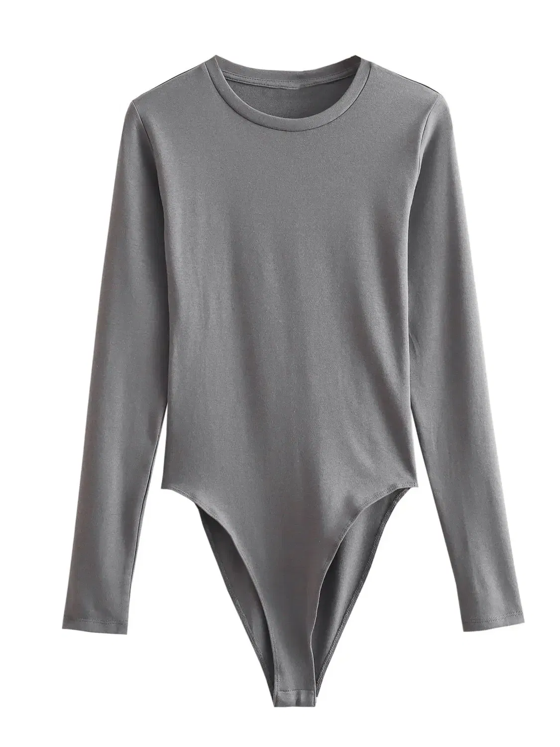 Color: Dark Grey, Size: L - XNWMNZ Women's Fashion 2023 Long sleeved Modal Bodysuit Women High Street Versatile Round Neck Slim Female Chic Bodysuit