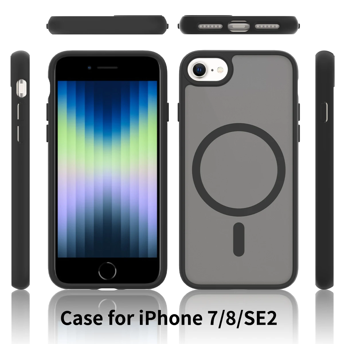 Color: black, Compatible-Phone Models: For iPhone 14 Pro Max - Non Yellowing Case For iPhone SE 2022 2020 8 16 Pro Max 15 Plus 14 13 Mini 12 11 Magsafe Mag Safe Matte Black Magnet Phone Cover