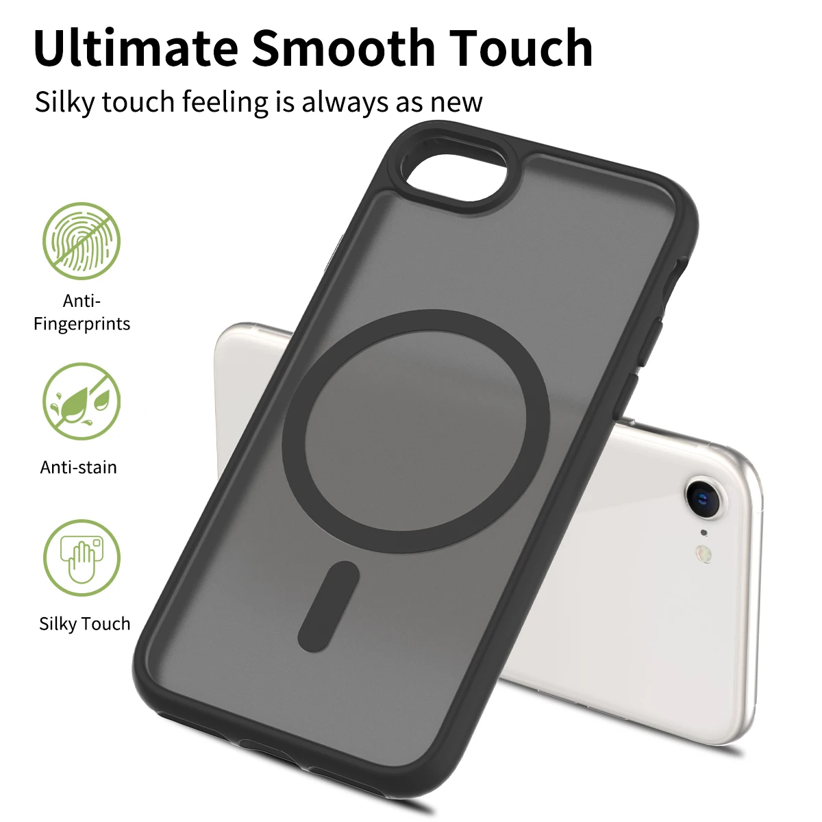 Color: black, Compatible-Phone Models: For iPhone 14 Pro Max - Non Yellowing Case For iPhone SE 2022 2020 8 16 Pro Max 15 Plus 14 13 Mini 12 11 Magsafe Mag Safe Matte Black Magnet Phone Cover