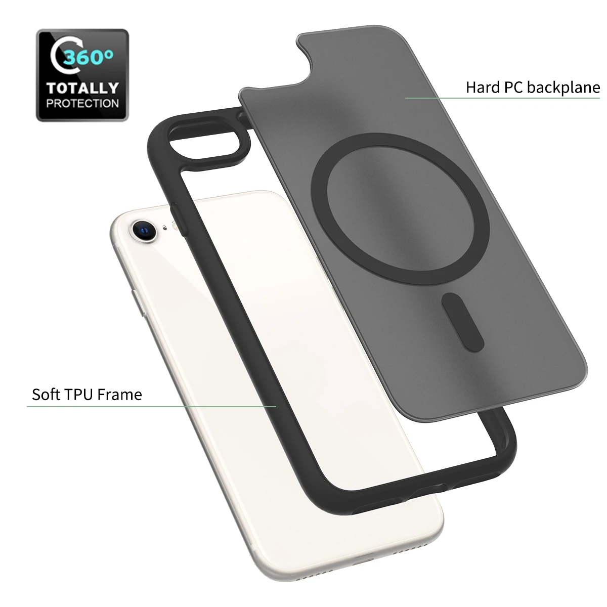Color: black, Compatible-Phone Models: For iPhone 14 Pro Max - Non Yellowing Case For iPhone SE 2022 2020 8 16 Pro Max 15 Plus 14 13 Mini 12 11 Magsafe Mag Safe Matte Black Magnet Phone Cover