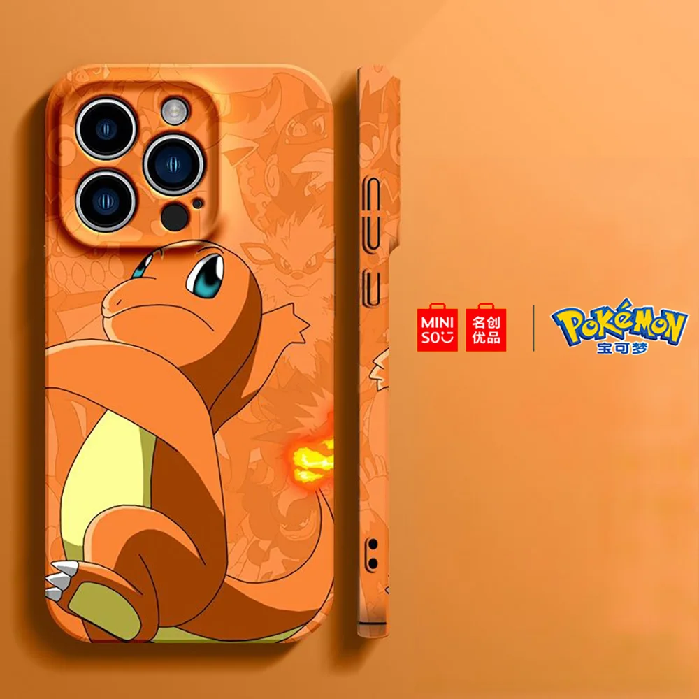 Color: Gold, Material: CANVAS - Miniso Pokemon Collaboration Pikachu Gengar Phone Case For iPhone 15 14 13 11 12 16 Pro Max Plus X XR Girl Silicone Phone Case