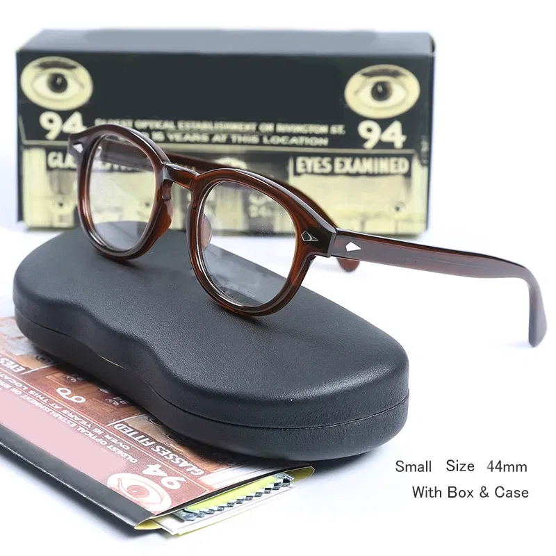 Frame Color: Apricot, Prescription Type: Single Version, Lens Index: 1.56, Lens Function: Photo Grey - Customized Prescription Glasses Men Frame Johnny Depp Lemtosh Photochromic Anti-Blue Light Myopia Hyperopia Round Eyeglasses