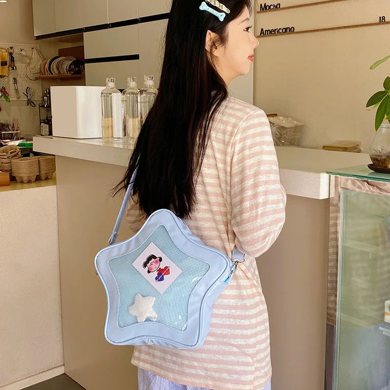 Color: WHITE - Japanese Style Minimalist Cute Aesthetic Shoulder Bag for Students Kawaii Crossbody Purse Street Fashion