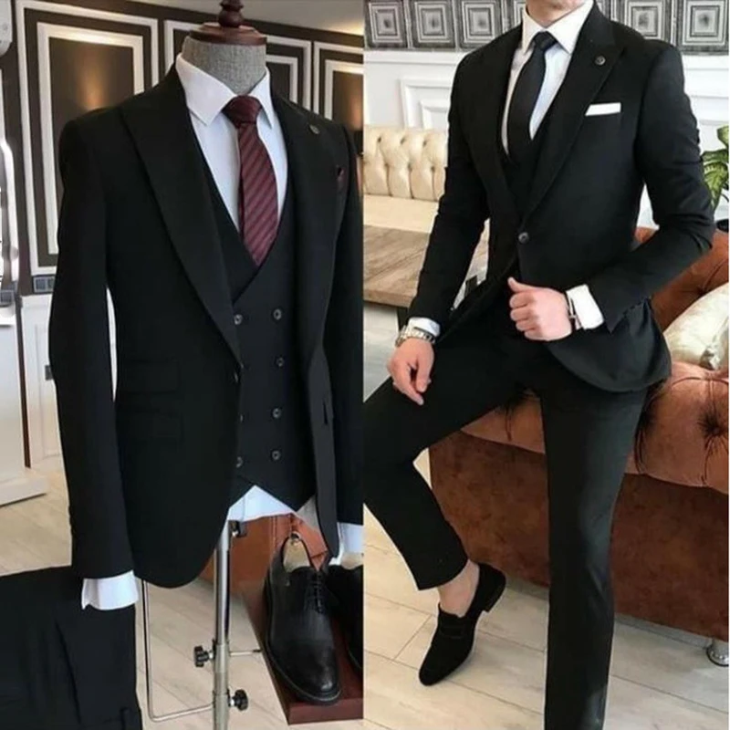 Color: Beige, Size: XL, Ships From: CHINA - Groom Wear 3 Pieces Gray Men Suits 2021 Slim Fit Peak Lapel One Button Tailor Made Terno Masculino (Jacket+Pants+Vest+Tie?‰