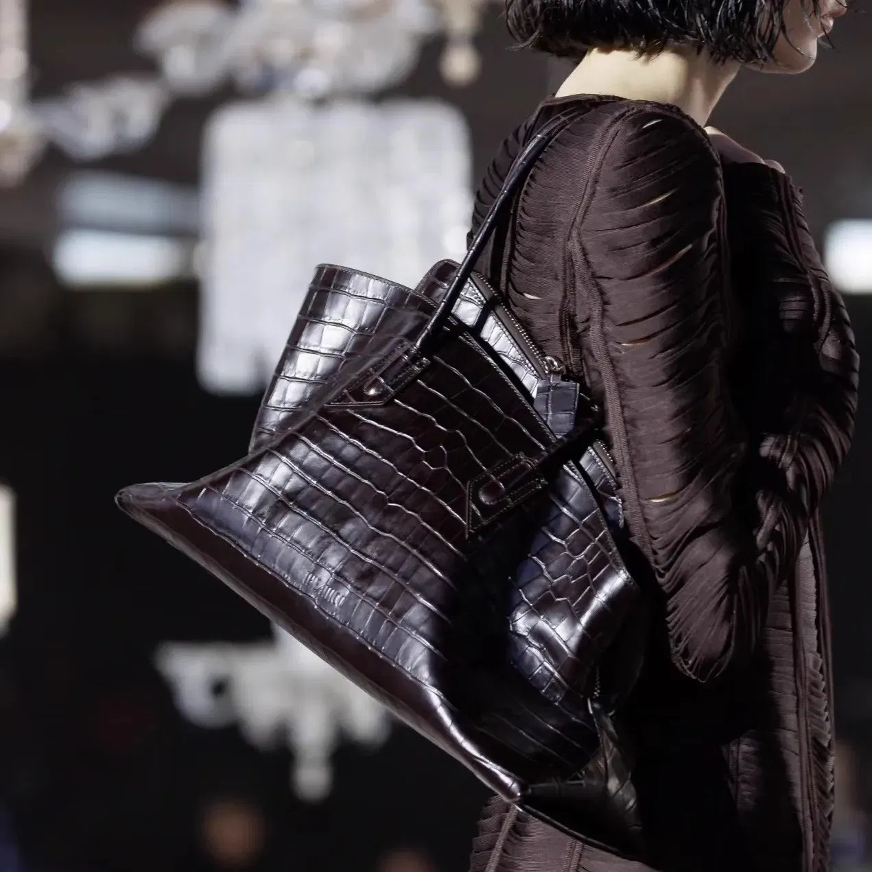 Color: green - Brand Crocodile pattern genuine leather luxury Handbags High Quality alligator large capacity Lady Totes Shoulder Crossbody Bag