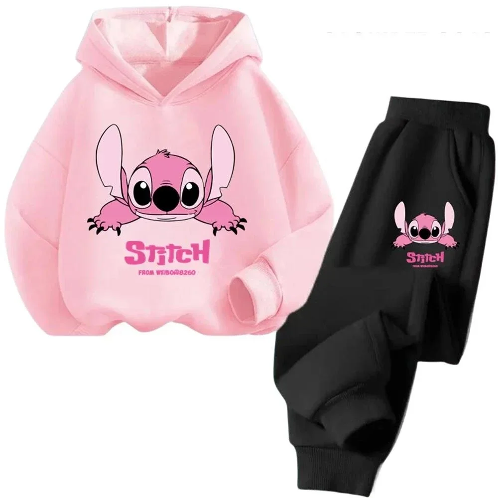 Color: army green, Kid Size: 2T - Children Hoodies Stitch Kawaii Fashion Pullover Sweatshirt Anime Trucksuit Manga Cartoons Girls Boy Kids Autumn Casual Clothes